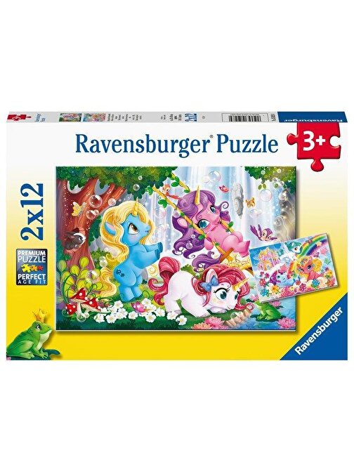Ravensburger 050284 Unicorn Temalı Çocuk Puzzle 2x12 Parça 3+ Yaş