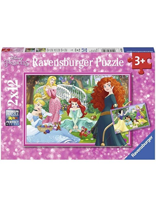 Ravensburger 076208 WD Princess Temalı Çocuk Puzzle 2x12 Parça 3+ Yaş