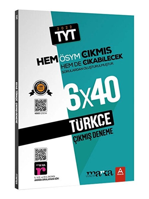 Marka Yayınları 2022 Yks TYT Türkçe 6x40 Çıkmış Ve Çıkabilecek Denemeler