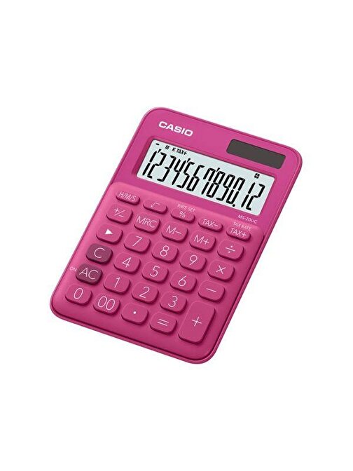 Casio MS-20UC-RD 12 Haneli Orta Boy Masaüstü Hesap Makinesi Koyu Pembe