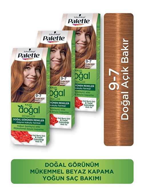 Palette Kalıcı Doğal Renkler Saç Boyası 9.7 Doğal Açık Bakır X 3 Adet