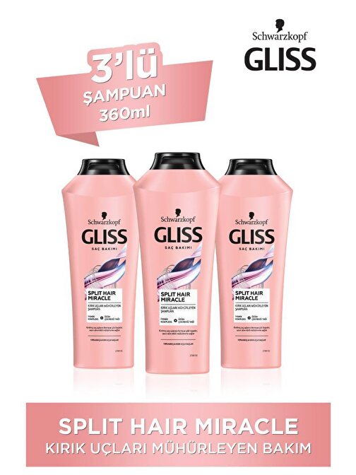 Gliss Split Hair Miracle Şampuan 360 Ml x 3 Adet