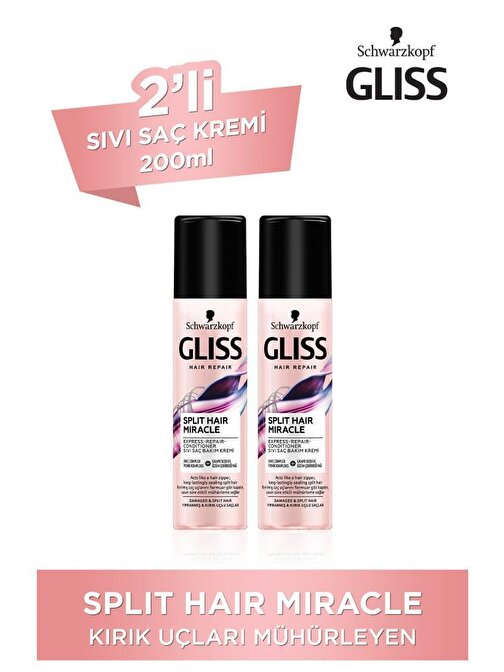 Gliss Split Hair Miracle Sıvı Saç Kremi 200 ml X 2 Adet