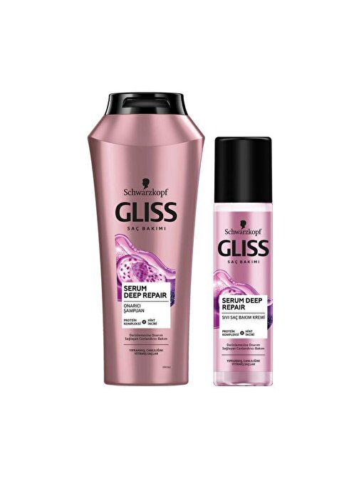 Gliss Serum Deep Repair Şampuan 500 ml + Serum Repair Sıvı Saç Krem 200 ml