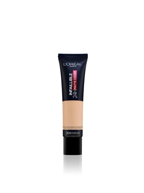 L'Oreal Paris Infaillible 24h Matte Cover Yüksek Kapatıcı Fondöten 200 Golden Sand