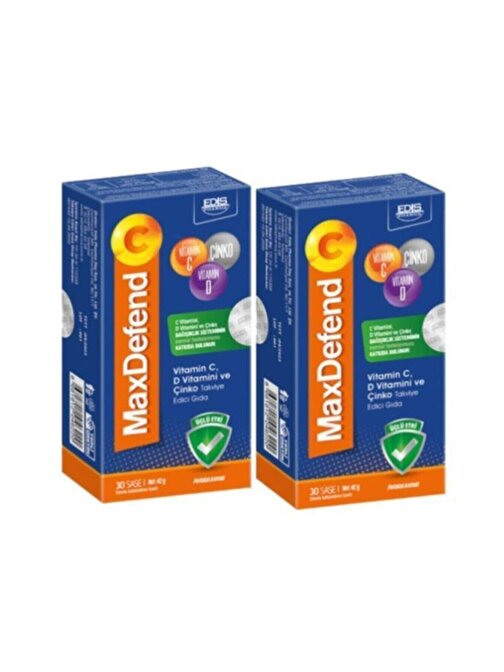 Edis Pharma Maxdefend Vitamin C Vitamin D Çinko 30 Şase 2'Li Paket