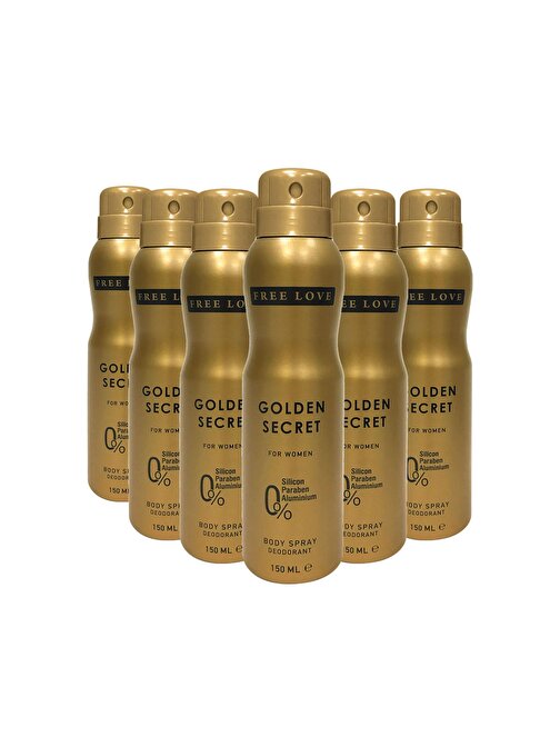 Free Love Golden Secret Kadın Sprey Deodorant 150 Ml X 6 Adet