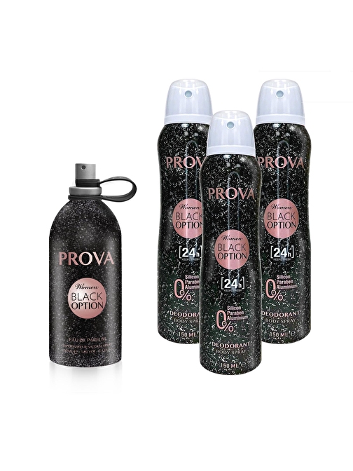 Prova Black Option EDP Kadın Parfüm 120 ml ve Deodorant 150 ml 2'li Parfüm Setleri x 3 Adet