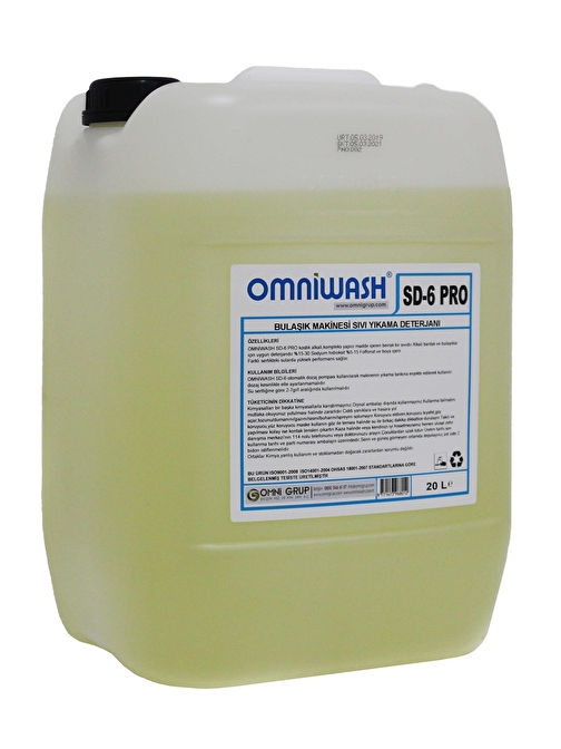 Omniwash Sd-6 Pro Endüstriyel Bulaşık Makine Deterjanı 23,3 kg