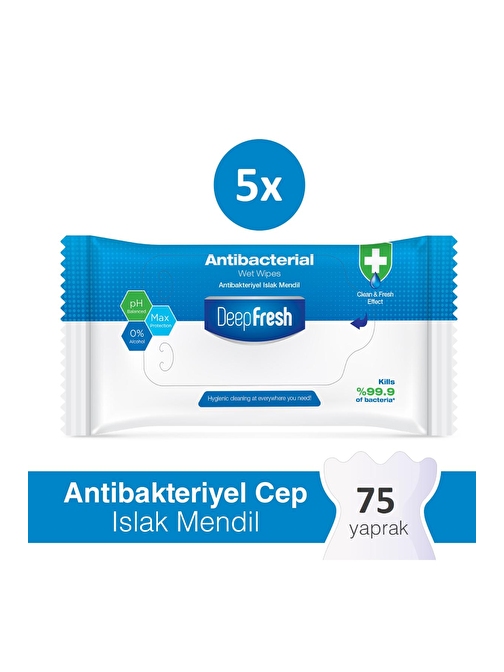 Deep Fresh Antibakteriyel Islak Cep Mendili 5 x 15 Yaprak