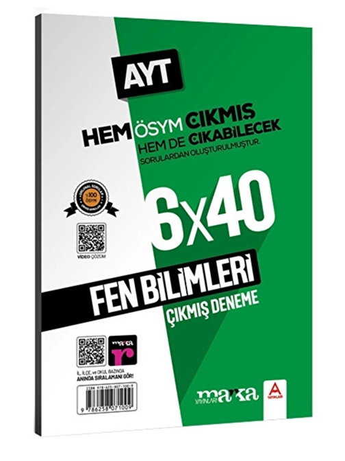 Marka Yayınları Marka Yks AYT Fen Bilimleri 6x40 Çıkmış Ve Çıkabilecek Denemeler