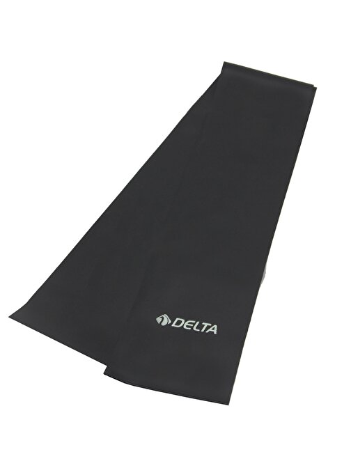 Delta Pilates Bandı Orta Sert Uç Kısmı Açık Egzersiz Direnç Lastiği 120 x 7,5 cm Siyah