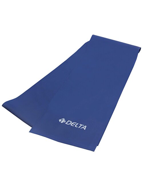 Delta Pilates Bandı Tam Sert Uç Kısmı Açık Egzersiz Direnç Lastiği 150 x 15 cm Koyu Mavi