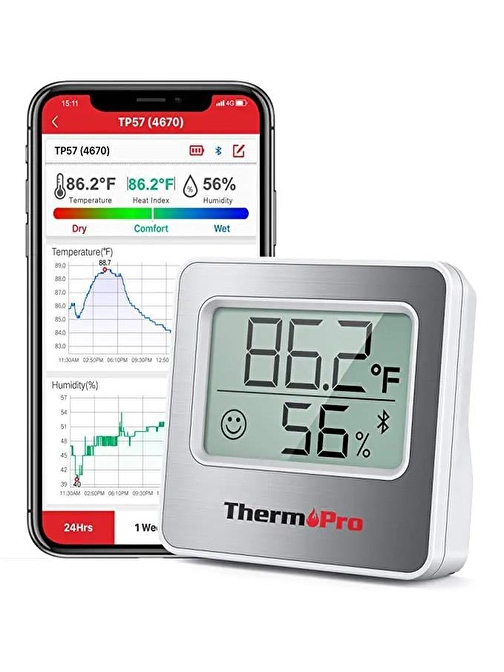 ThermoPro TP357 Akıllı İç Mekan Isı ve Nem Ölçer Termometre