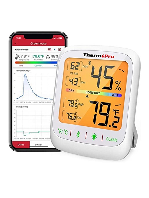 ThermoPro TP359 Akıllı İç Mekan Isı ve Nem Ölçer Termometre