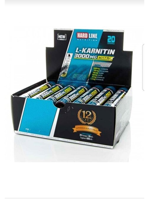 Hardline L Karnitin Matrix Yağ Yakıcı 3000 Mg Limon Aromalı 20 Ampül