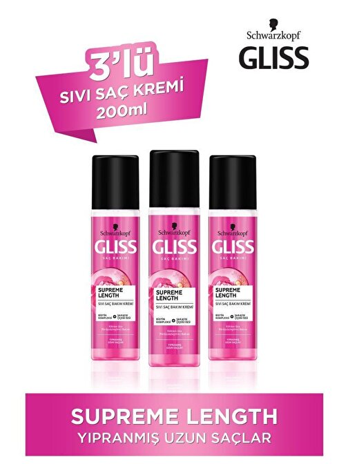 Supreme Length Sıvı Saç Kremi 200 ml x 3 Adet