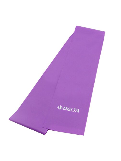 Delta Pilates Bandı Orta Sert Uç Kısmı Açık Egzersiz Direnç Lastiği 120 x 7,5 cm Mor