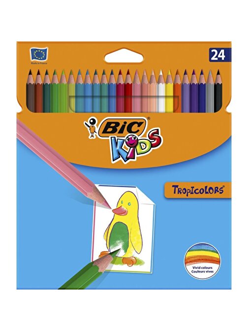 Bic Kids Tropicolors Uzun Kuru Boya Kalemi Tam Boy 24'lü Çok Renkli