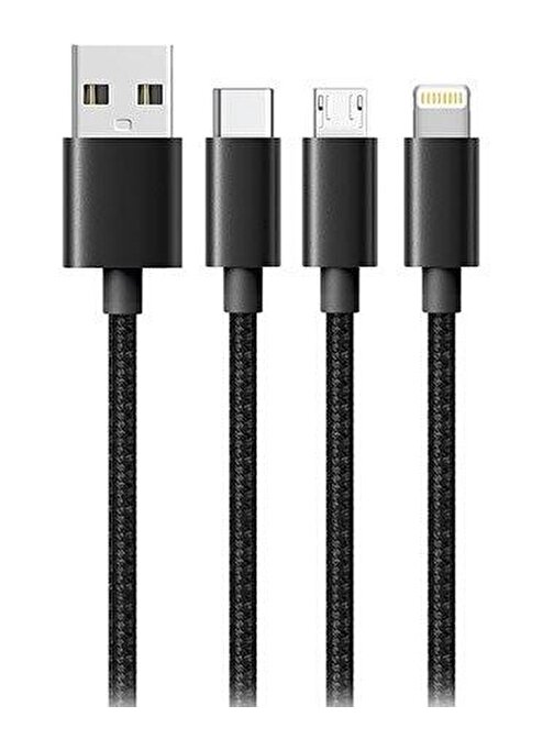 Hytech Universal HY-X515 Micro USB + Lightning + TypeC Hızlı Şarj Kablosu 1.2 m