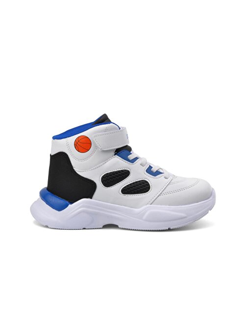Pepino 985 Beyaz-Siyah-Saks Cırt Cırtlı Erkek Çocuk Basketbol Ayakkabısı