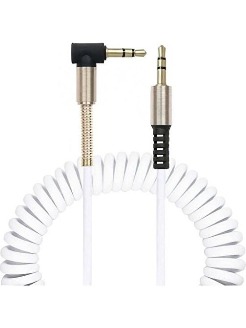 Concord C807 3.5Mm L Tipi 1.5 Mt Spiral Aux Kablo Beyaz