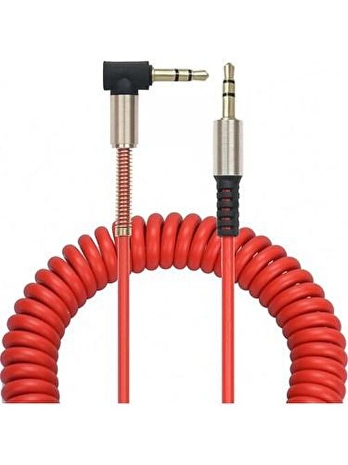 Concord C807 3.5Mm L Tipi 1.5 Mt Spiral Aux Kablo Kırmızı