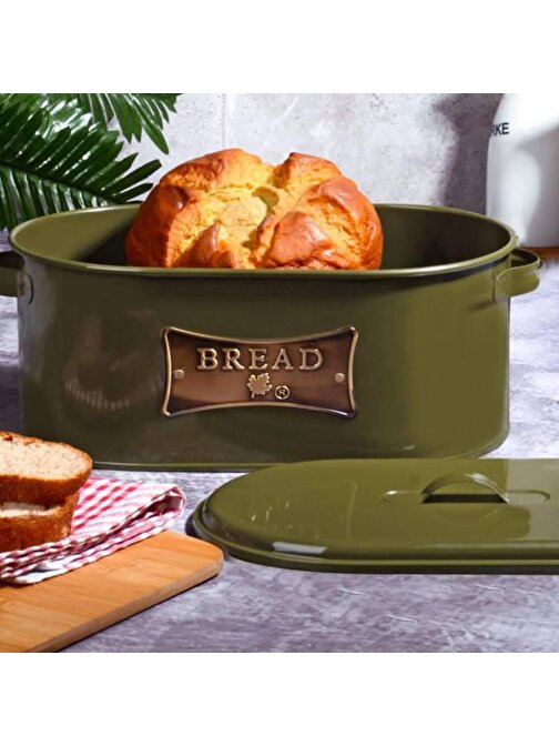 Piev Kapaklı Metal Ekmek Kutusu Yeşil