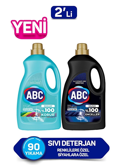 Abc Sıvı Deterjan Renkliler ve Siyahlar 2'li Set