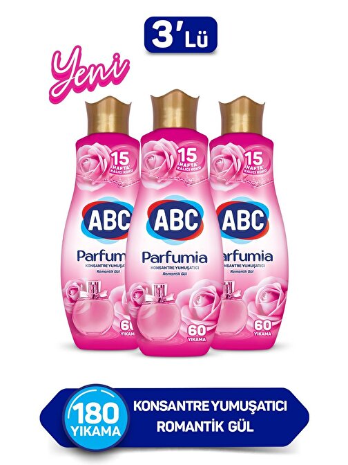 ABC Parfumia Romantik Gül Konsantre Çamaşır Yumuşatıcısı 1440 ml x 3 Adet