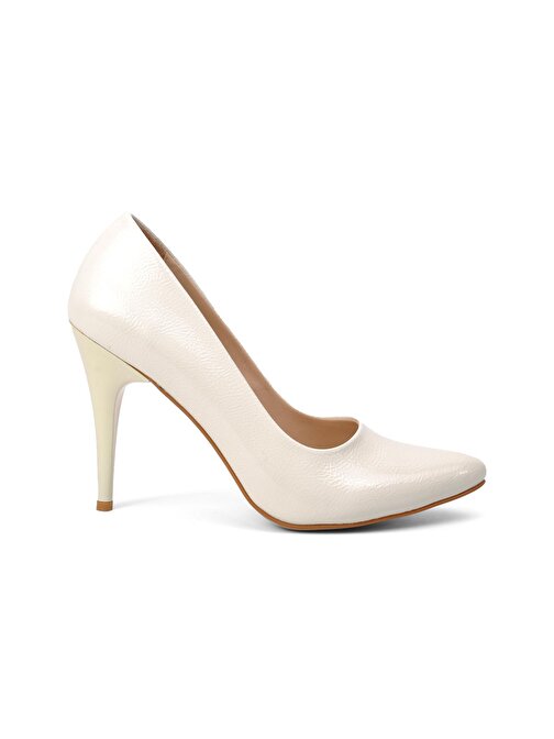 Ayakmod 100 Beyaz-K.Rugan Kadın Topuklu Ayakkabı