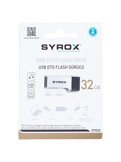 Syrox 32 GB 2.0 Micro OTG Flash Bellek OTG32