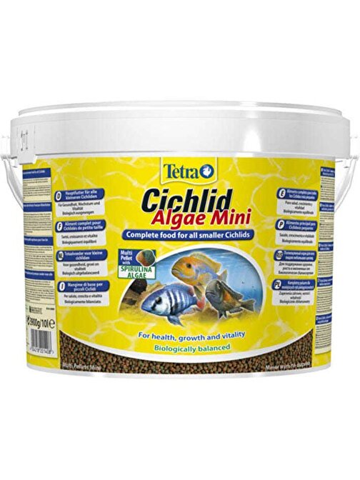 Tetra Cichlid Algae Mini Ciklet Balık Yemi 3.9Kg 10 Litre