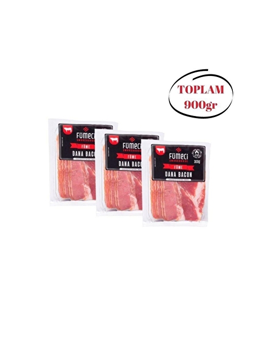 Gündoğdu Fümeci Smokehouse Doğal Odun Dumanı İle İslenmiş Dana Bacon 300Gr 3’Lü