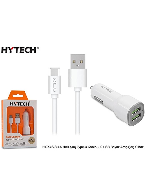 Hytech Hy-X46 3.4A Hızlı Şarj Type-C Kablolu 2 Usb