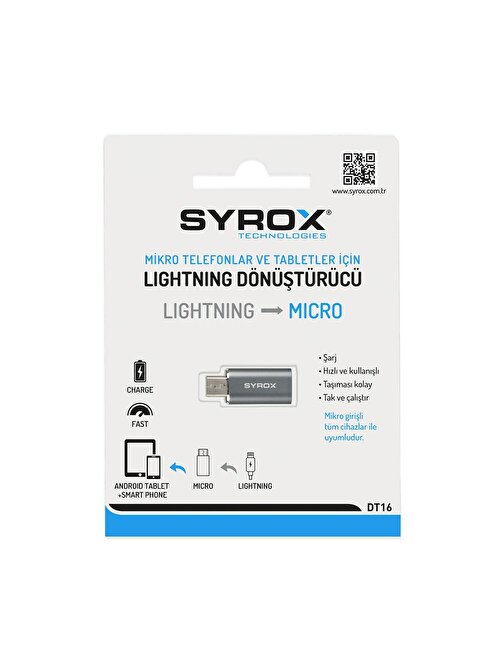 Syrox İphone Uç Giriş Micro Uç Şarj Çıkış Otg Dönüştürücü DT16