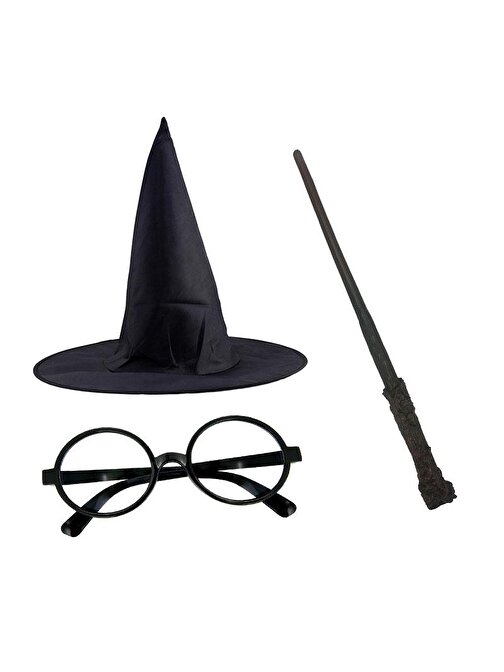 Himarry Harry Potter Şapkası Harry Potter Gözlüğü Harry Potter Asası 3 lü Set
