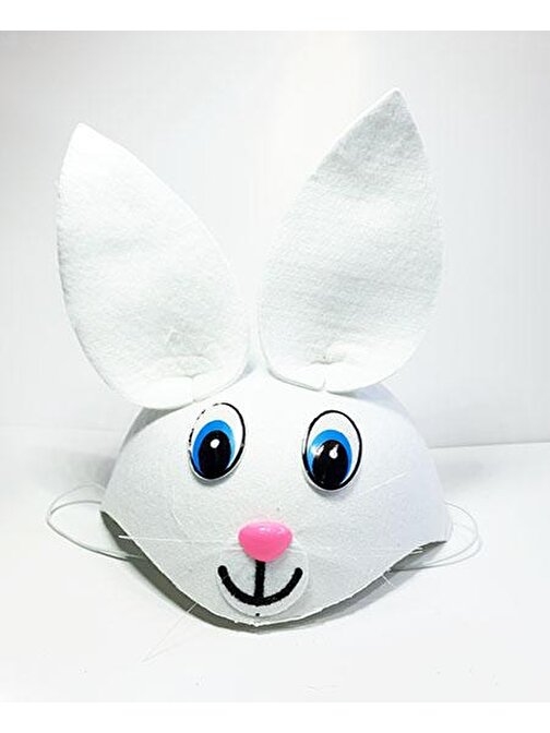 XMARKETTR Parti Aksesuar Beyaz Renk Kulaklı Tavşan Şapkası Hayvan Şapkası