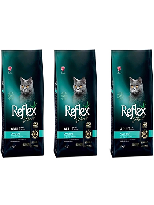 Reflex Plus Tavuklu Sterilised Yetişkin Kedi Maması 1,5 Kg 3 Adet