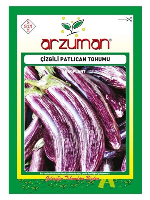Arzuman 750 Adet Çizgili Alaca Patlıcan Tohumu 5 Gr