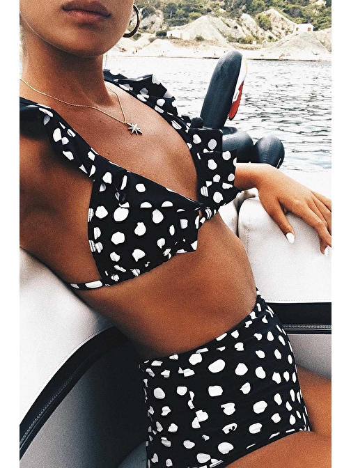 Angelsin Siyah Beyaz Puantiyeli Bikini Altı