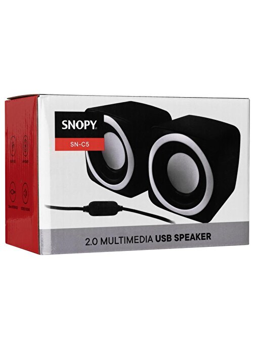 Snopy SN-C5 Kablolu 2.0 Usb 5V 3W-2 Masaüstü Multimedia Hoparlör Siyah