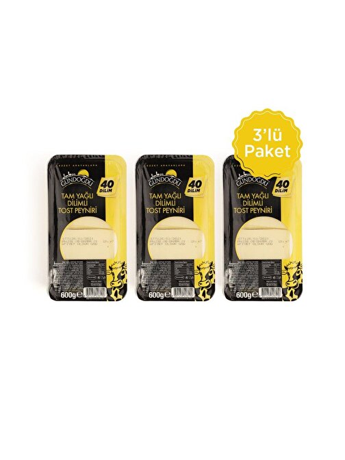 Gündoğdu Dilimli Tost Peyniri 600 gr 3'lü