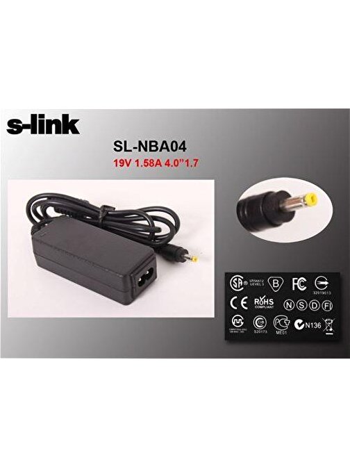 S-Link SL-NBA04 30w 19v 1.58a 4.0-1.7 Notebook Adaptör
