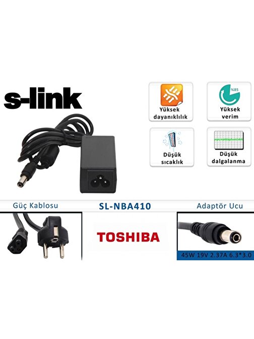 S-LINK SL-NBA410 45W 19V 2.37A 6.3-3.0 TOSHIBA