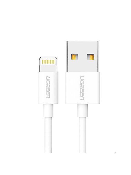 Ugreen Apple iPhone Uyumlu MFI Lisanslı Lightning Oyuncu Şarj Kablosu 1 m Beyaz