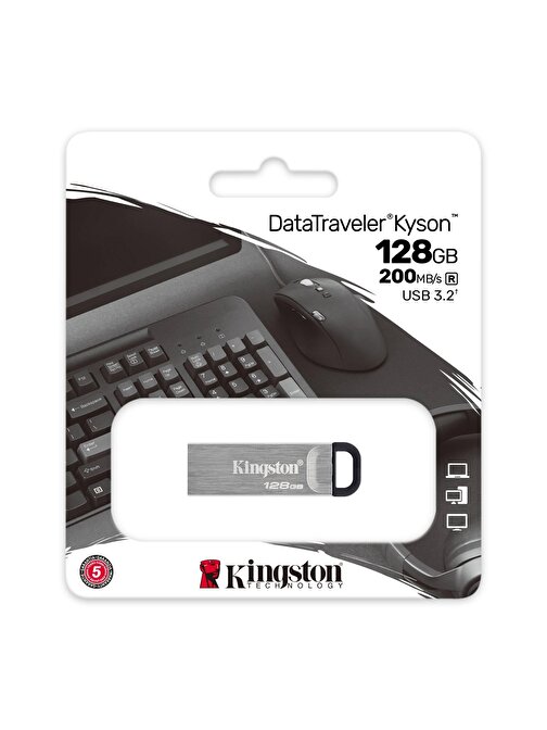 Kingston DTKN-128GB 128GB DataTraveler Kyson 200MB-s Metal USB 3.2 Gen 1 Flash Bellek