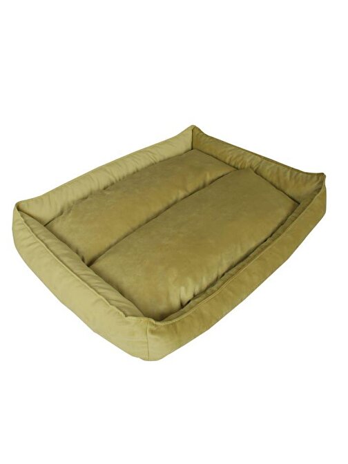 Yıkanabilir Kumaş Konforlu Kedi Köpek Yatağı Sarı Medium 65x45