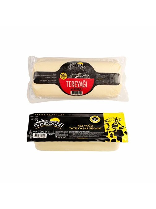 Gündoğdu Taze Kaşar Peyniri 700 gr + Silindir Tereyağı 1000 gr Paketi
