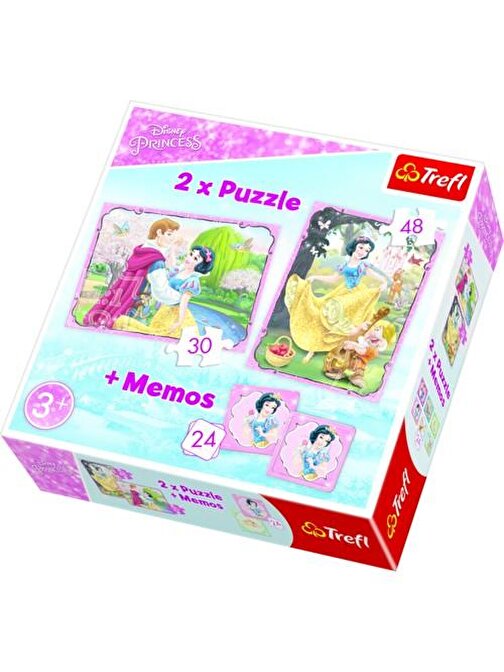 Trefl 2 İn 1 Puzzle (30+38 Parça) + 24 Kart Hafıza Oyunu Snow White İn Love / Disney Princess
